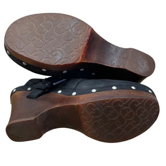 UGG Black Clog Wood Heel Style 1001315 Women's Size 10 Excellent Used Condition - Picture 7 of 9
